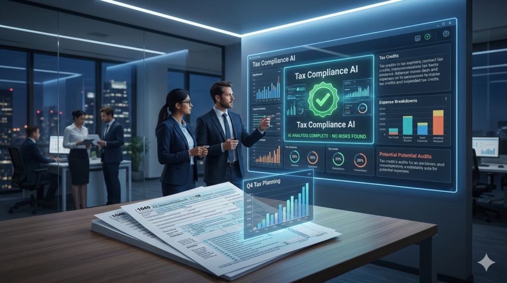 AI tax compliance 2026 dashboard analyzing business tax documents